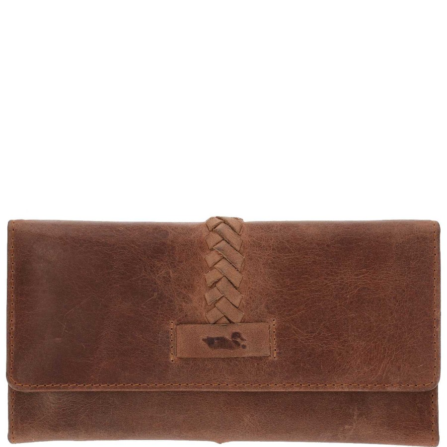 WOMEN Rockford Wallets | Women's Leather Wallet Fd Berlin Dark Brown Rockford Dark Tan