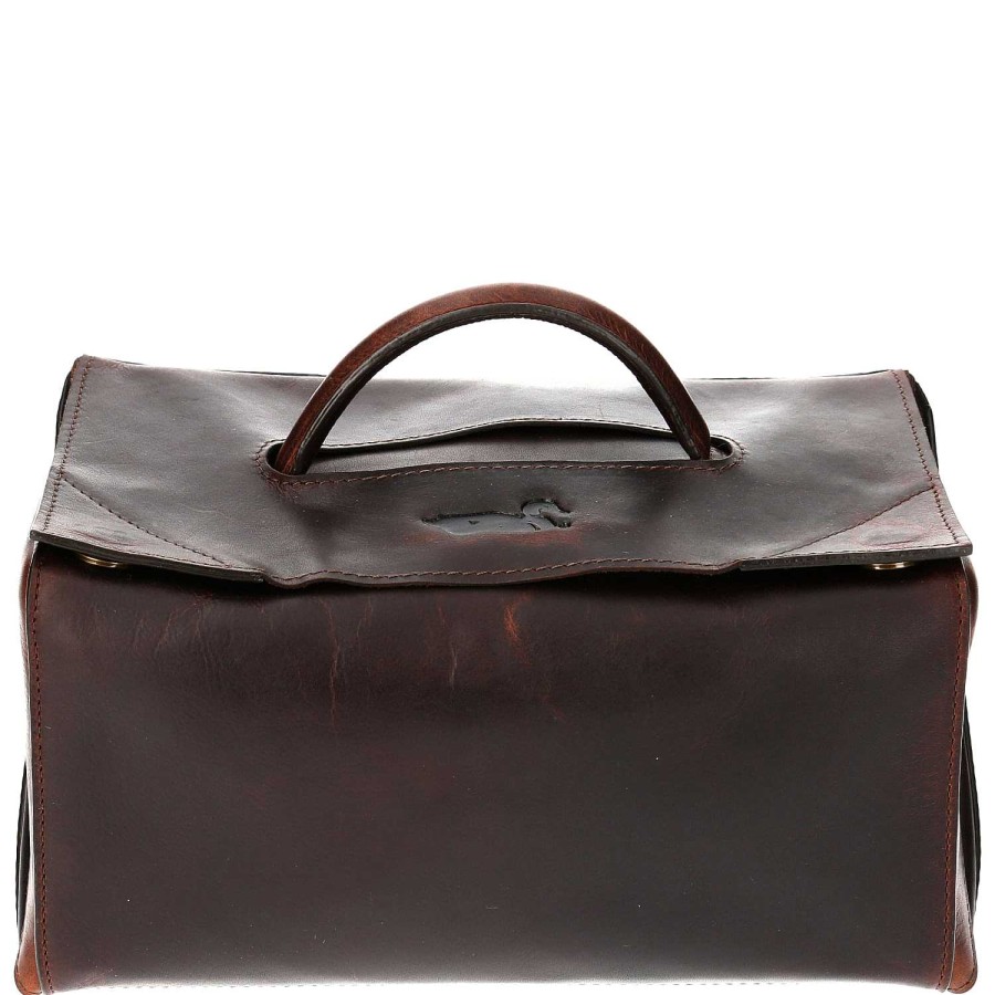 MEN Rockford Wallets | Unisex Leather Toiletry Bag Tc New Necessaire Cafe Rockford Brown