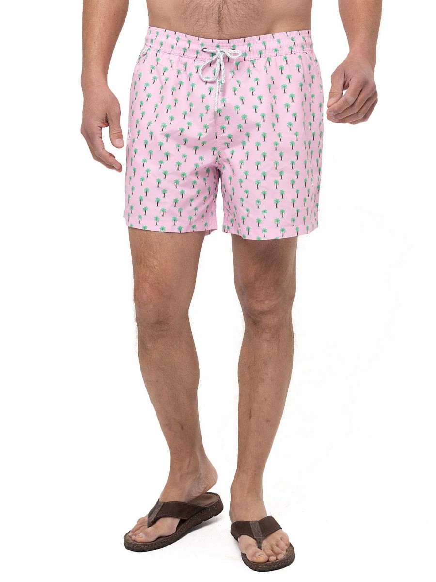 MEN Rockford Swimsuits | Izam Men's Recycled Fibers Swimsuit Pink Rockford Palm