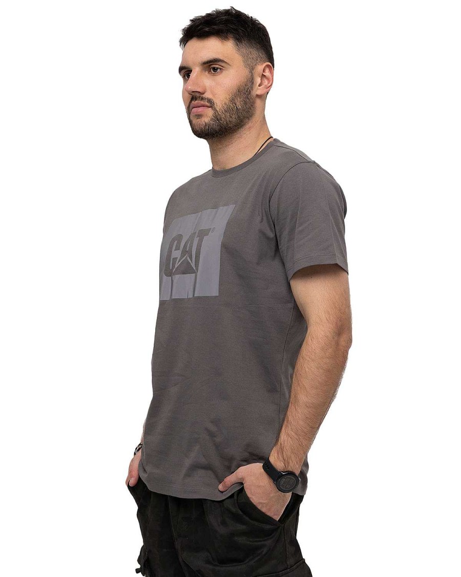 MEN Rockford T-shirts | Men's Casual Short Sleeve T-shirt Advanced Reflective Logo Tee Gray Cat Gunmetal