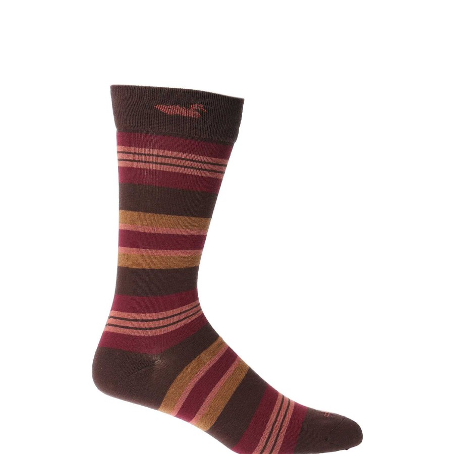 MEN Rockford Socks | Stripe Men's Bamboo Socks Brown