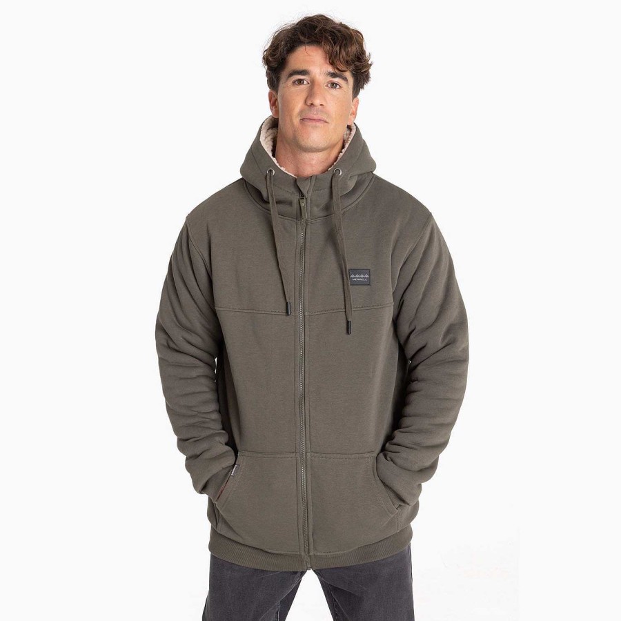 MEN Rockford Polerones | Men's Cotton Sherpa Sweater Olive Night