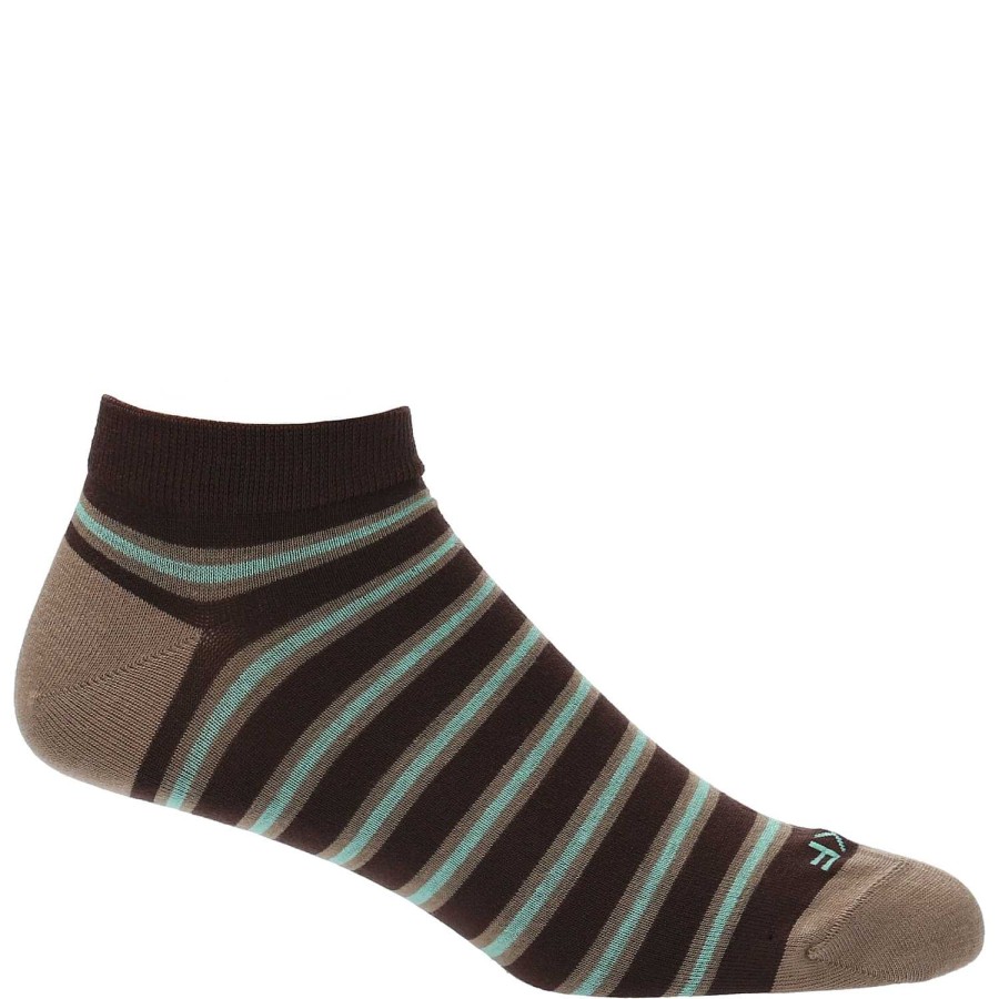 MEN Rockford Socks | Men's Bamboo Sock Ped Stripes Cafe Rockford Brown