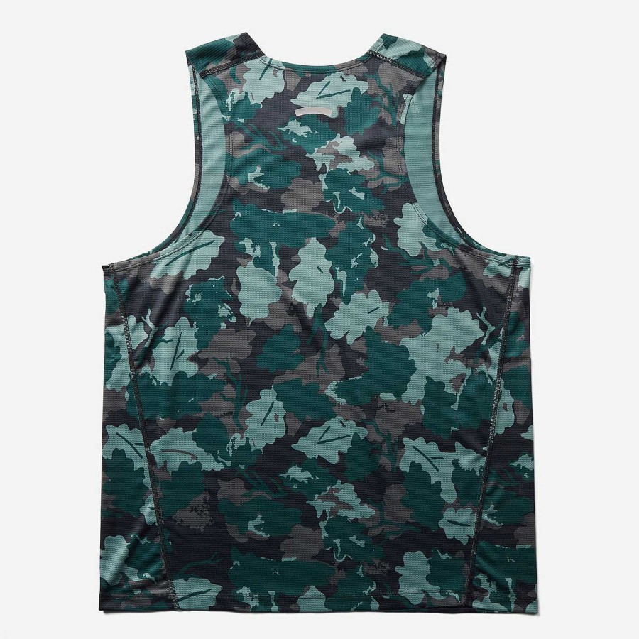 MEN Rockford T-shirts | Men's Trail Running Singlet T-shirt Sea Moss Leaf Print