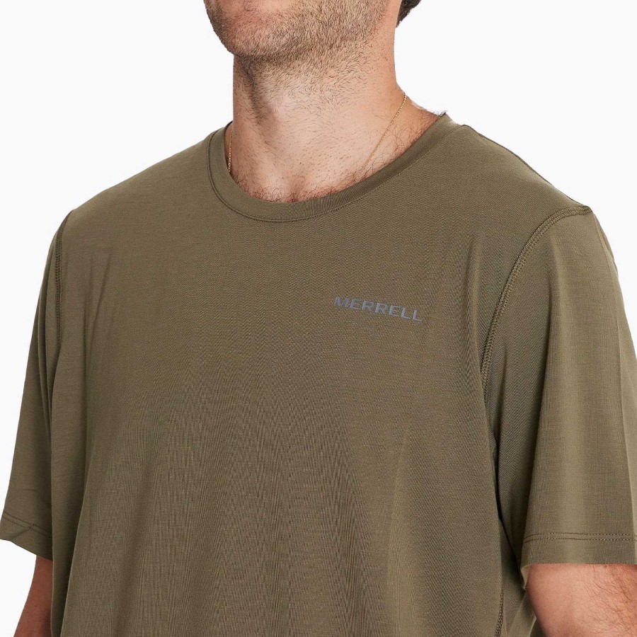 MEN Rockford T-shirts | Men's Tencel Green T-shirt Merrell Dusty Olive