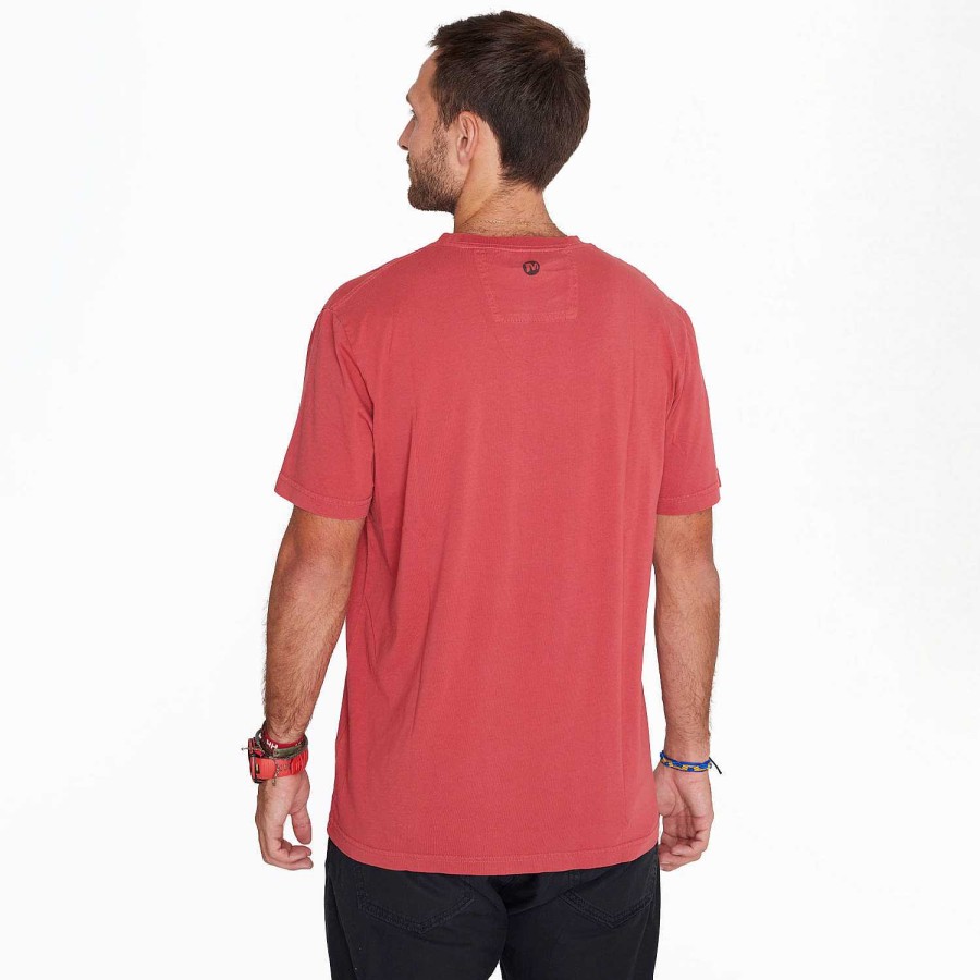 MEN Rockford T-shirts | Men's T-shirt Short Sleeves With Pocket Burgundy Merrell Red Dhalia Melange