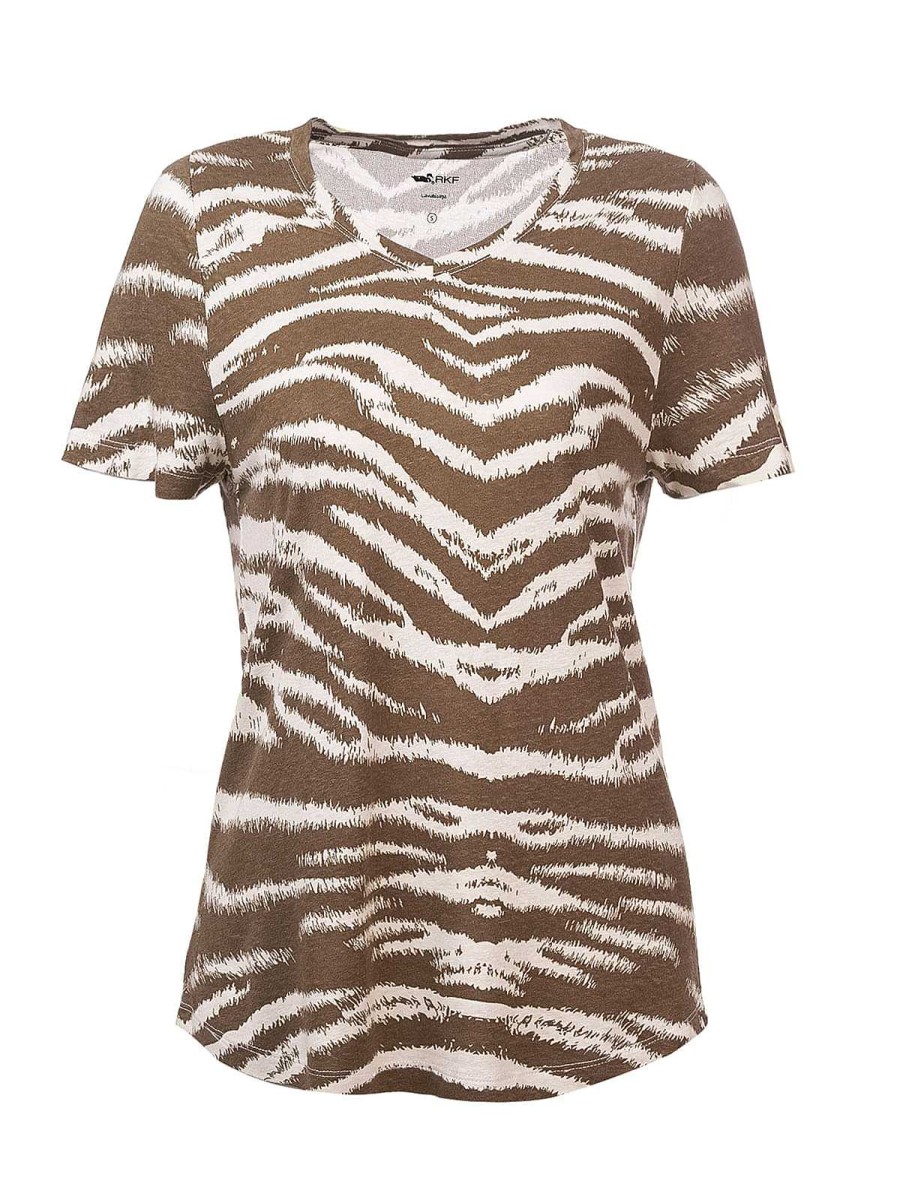 WOMEN Rockford T-shirts | Women's Organic Cotton T-shirt Crete Beige Rockford Zebra