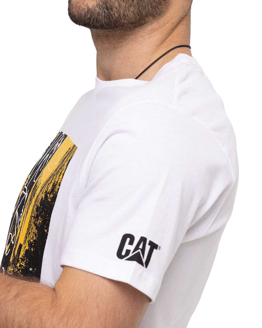 MEN Rockford T-shirts | Men's Casual Short Sleeve T-Shirt Retro Sport Graphic Tee 11 White Cat White