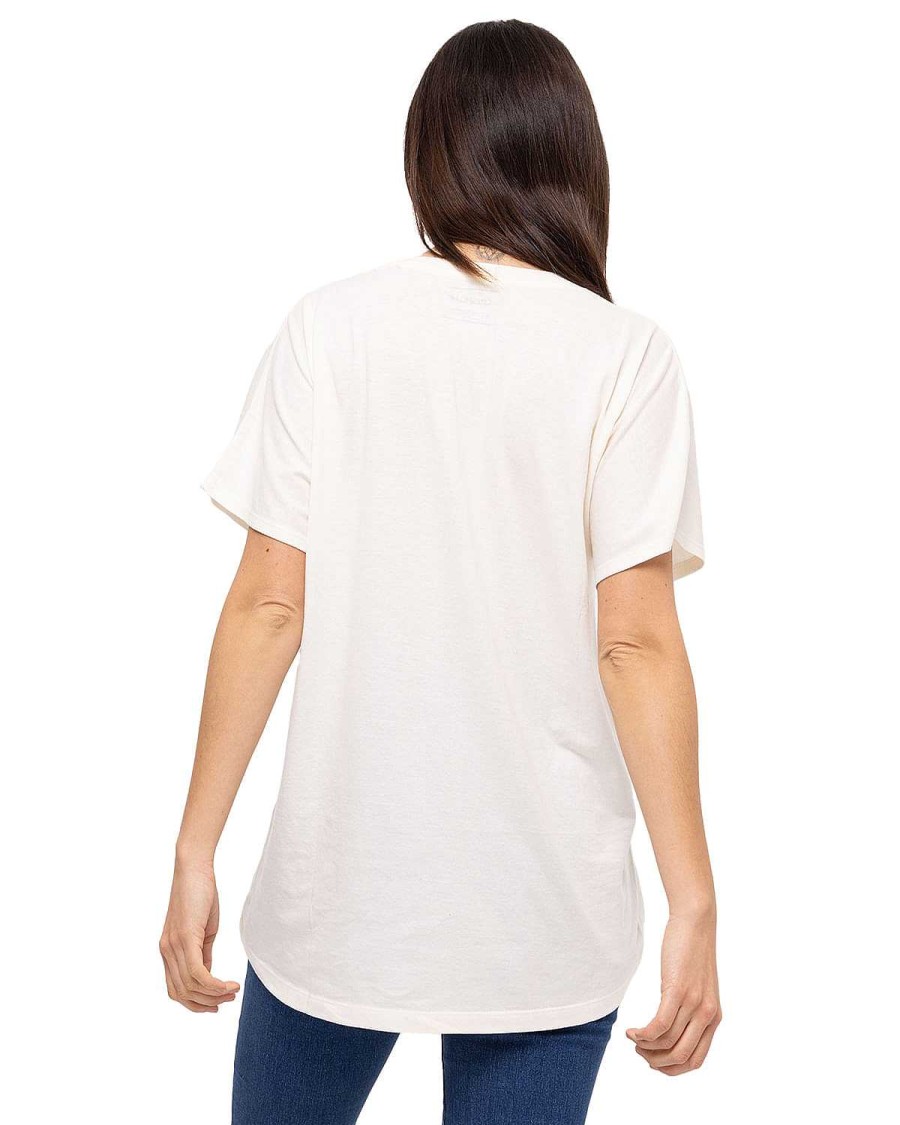 WOMEN Rockford T-shirts | Women's Casual Short Sleeve T-shirt W Slouchy Dolman Tee White Cat bone