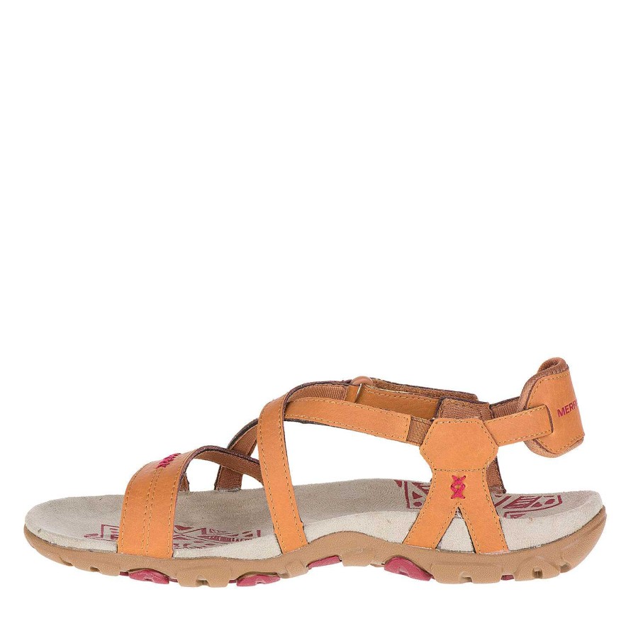 WOMEN Rockford Sandals | Sandspur Rose Leather Women's Sandal Brown Sugar/Pomegran