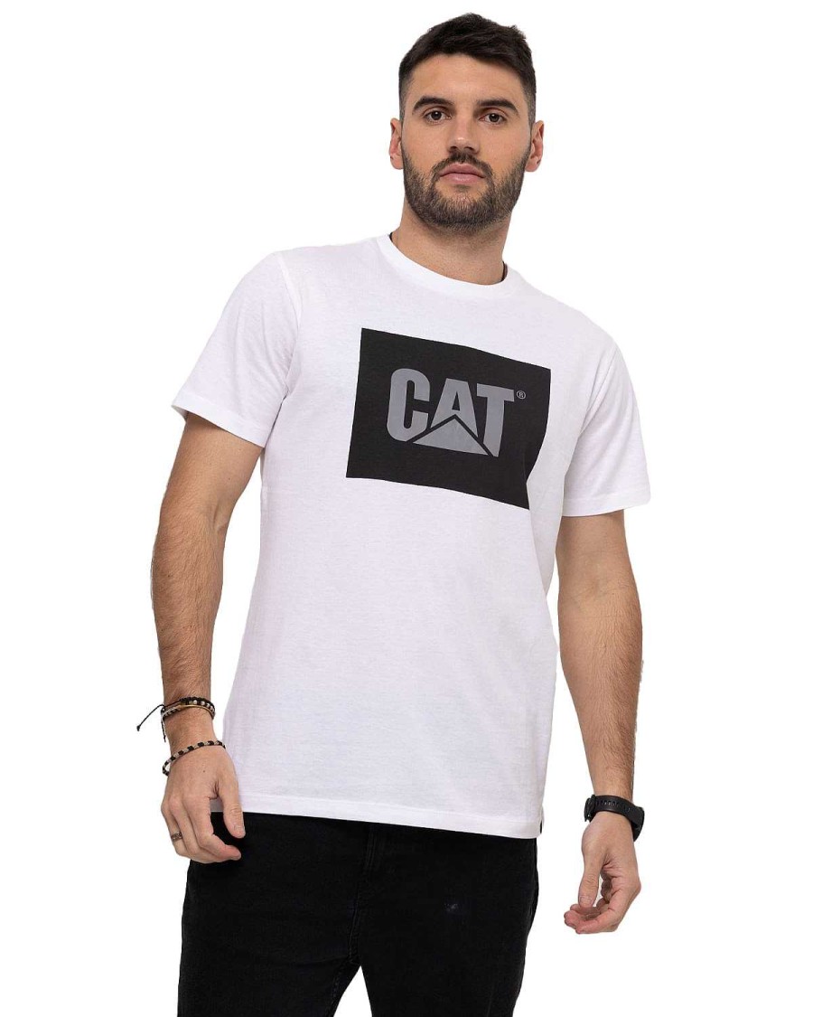 MEN Rockford T-shirts | Men's Casual Short Sleeve T-Shirt Advanced Reflective Logo Tee White Cat White