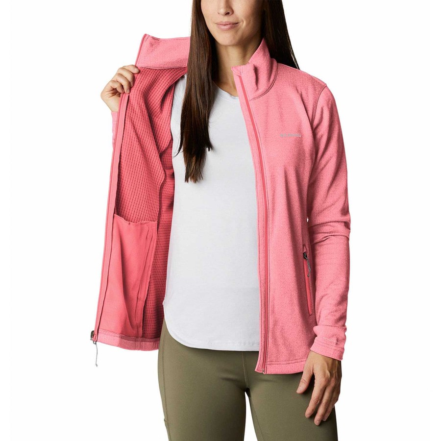 WOMEN Rockford Fleece and Softshells | W Park View Grid Fleece 1/2 Zip (673) Bright Geraniu