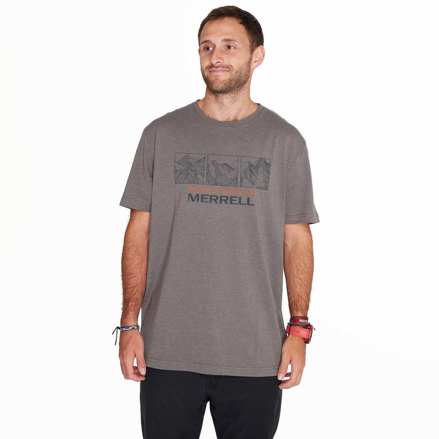 MEN Rockford T-shirts | Merrell Men's Short Sleeves Dark Gray T-shirt Beluga