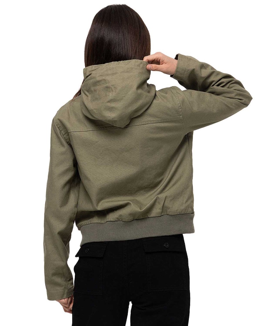 WOMEN Rockford Jackets and Parkas | Women's Casual Jacket Uninsulated Hooded Work Jacket Green Cat Marshall