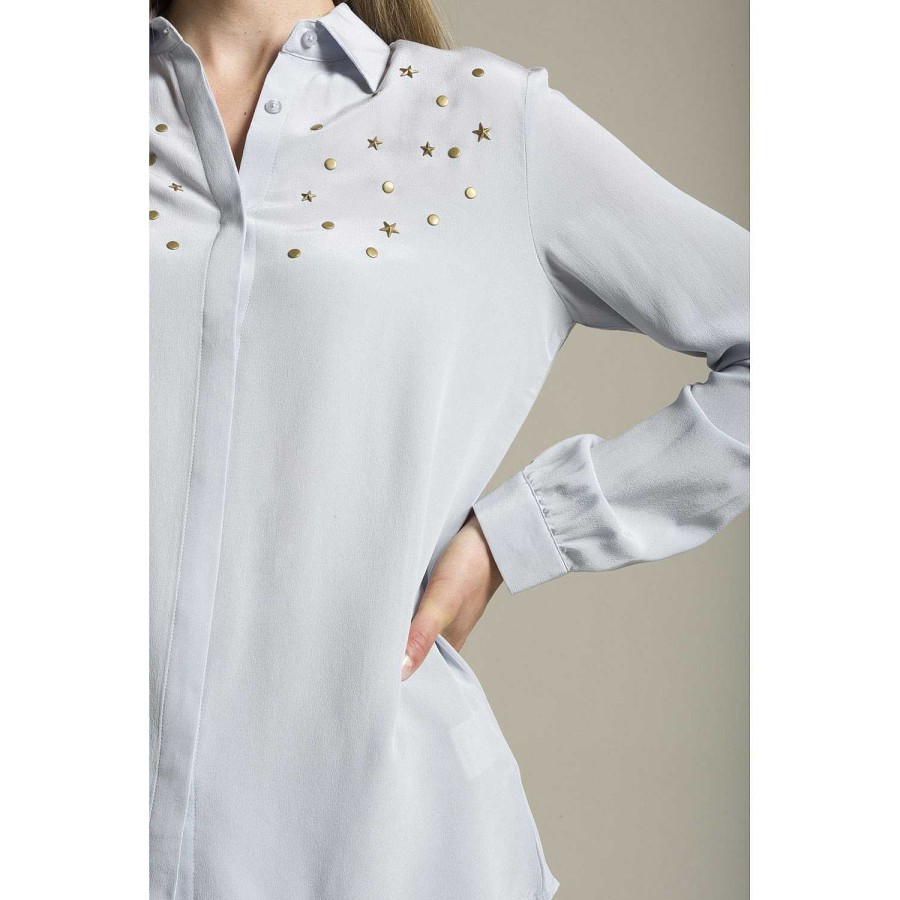 WOMEN Rockford Blouses | Women's London Silk Blouse Arctic Ice