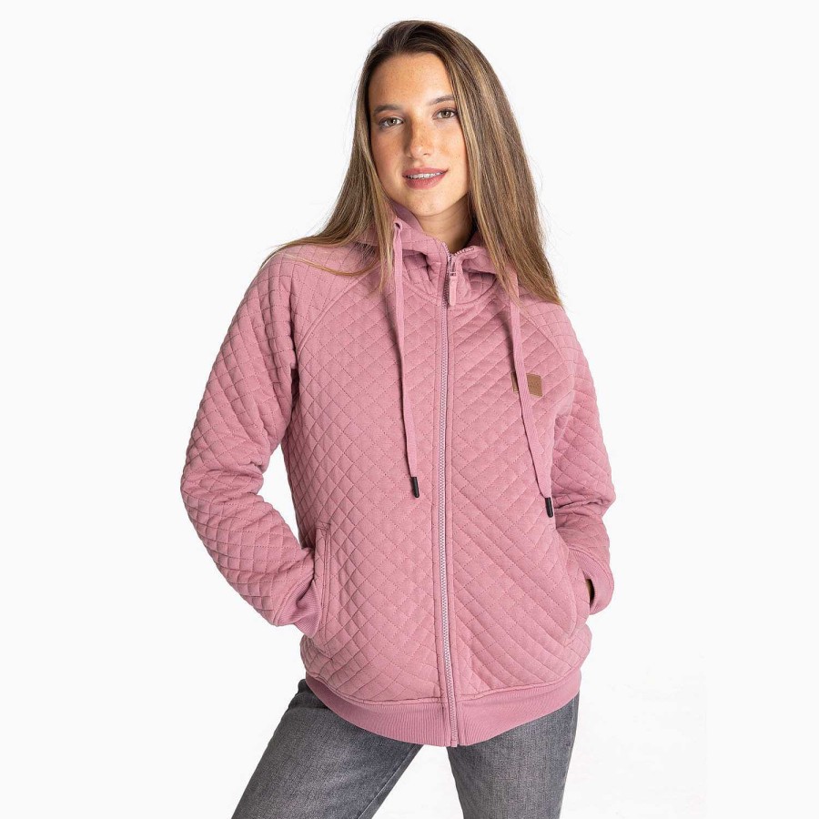 WOMEN Rockford Polerones | Women's Quilt Zipper Sweater Ash Rose