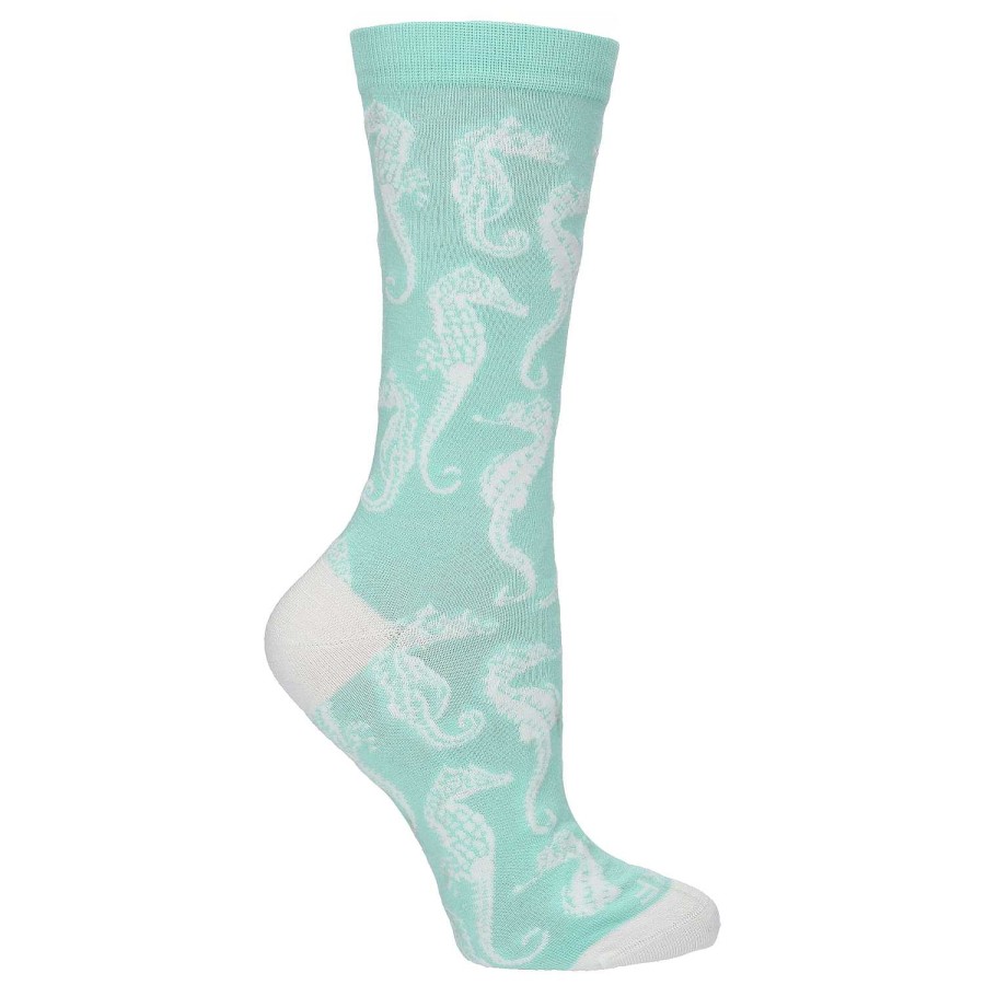 WOMEN Rockford Socks | Seahorse Women's Bamboo Socks Turquoise[Tr3