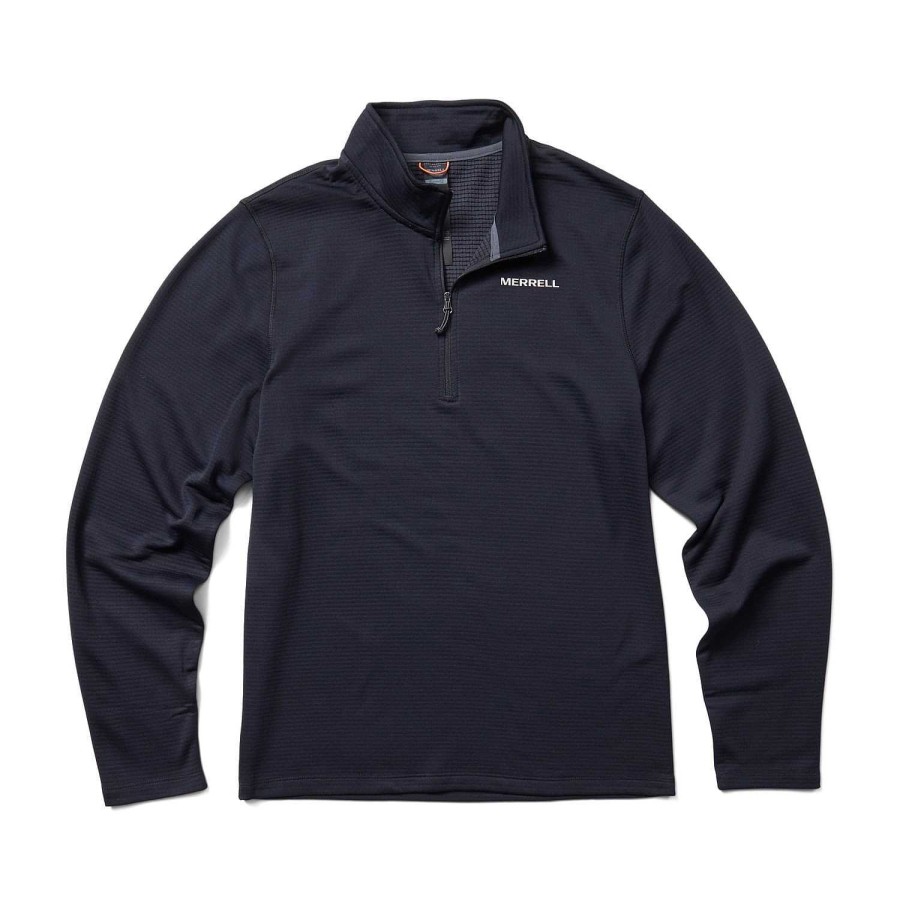 MEN Rockford Polerones | Men's Geotex 1/4 Zip Black Merrell Sweatshirt Black