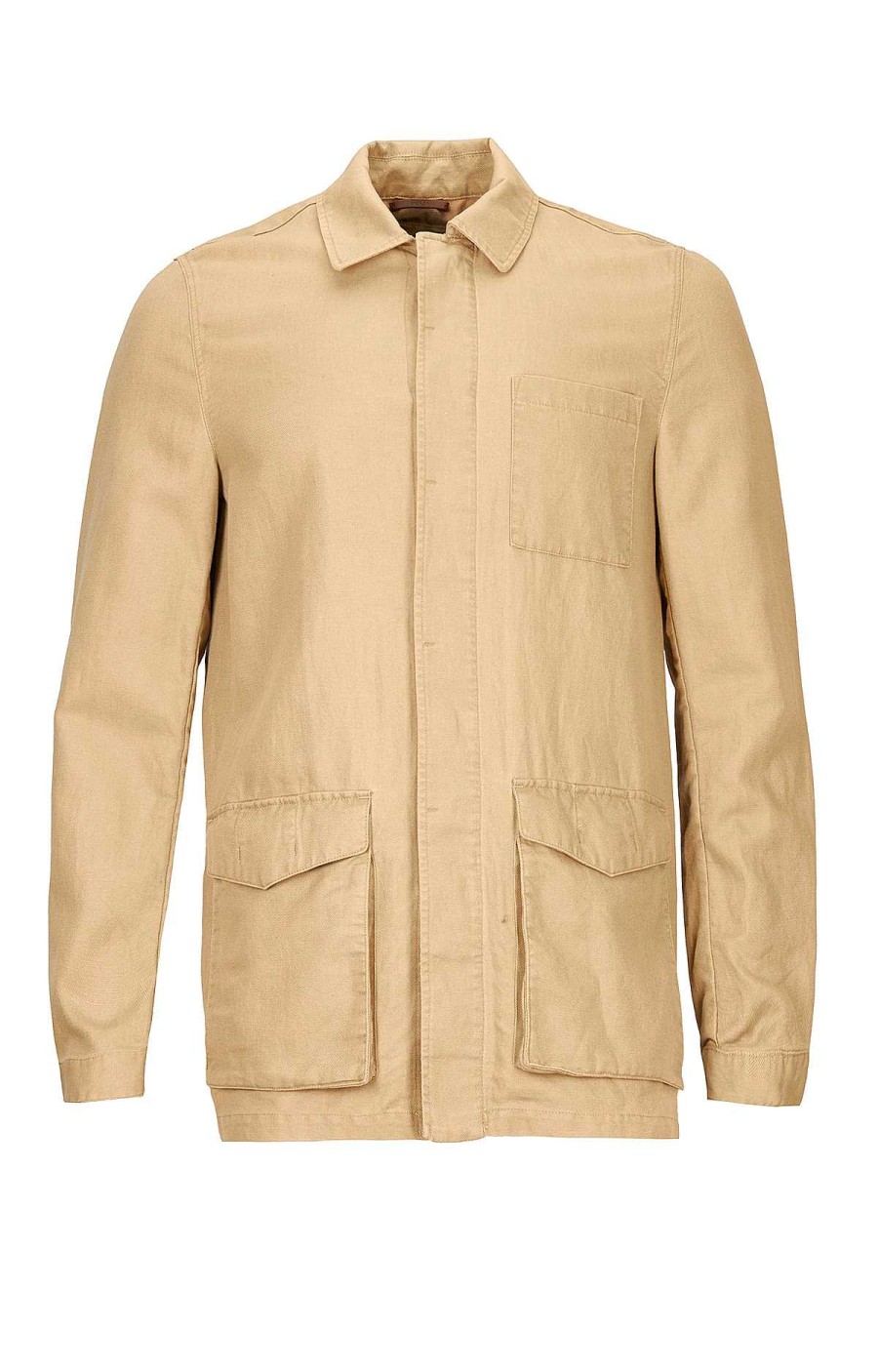 MEN Rockford Jackets and Parkas | Malaga Men's Organic Linen Jacket Tobacco