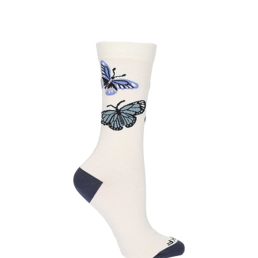 WOMEN Rockford Socks | Butterfly Women's Bamboo Socks Cream