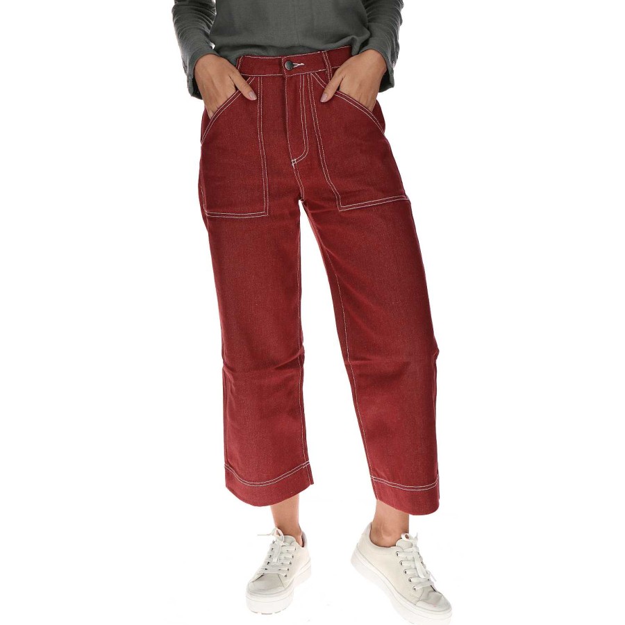 WOMEN Rockford Pants and Jeans | Women's Crop Palazzo Pants Ruby Wine