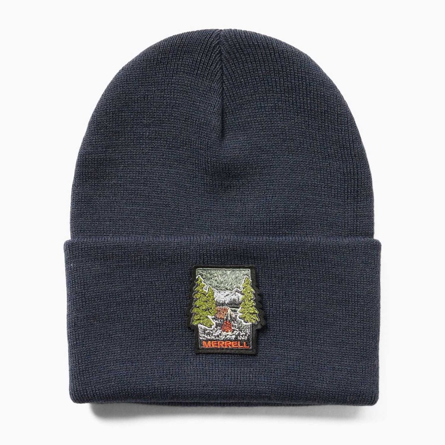 MEN Rockford Caps and JocWholesales | Unisex Patch Beanie Hat Dark Blue Merrell Navy