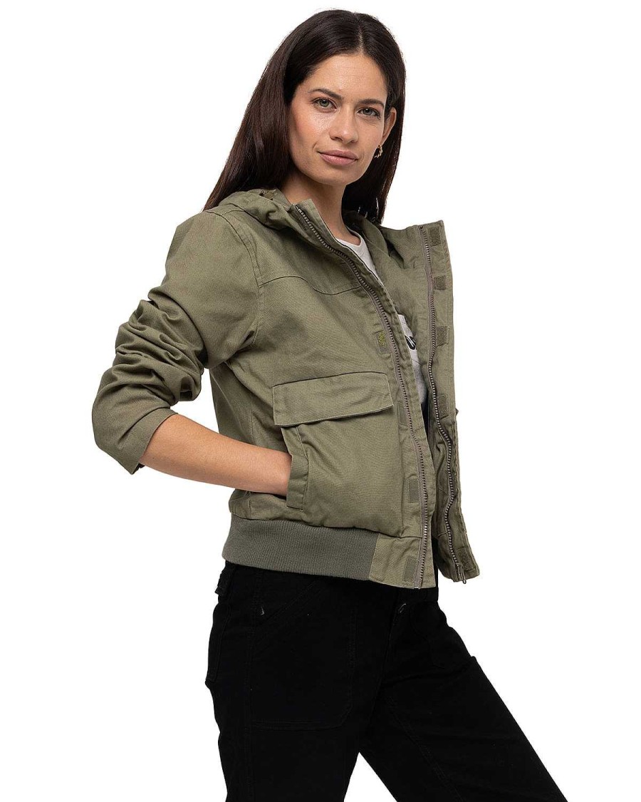 WOMEN Rockford Jackets and Parkas | Women's Casual Jacket Uninsulated Hooded Work Jacket Green Cat Marshall