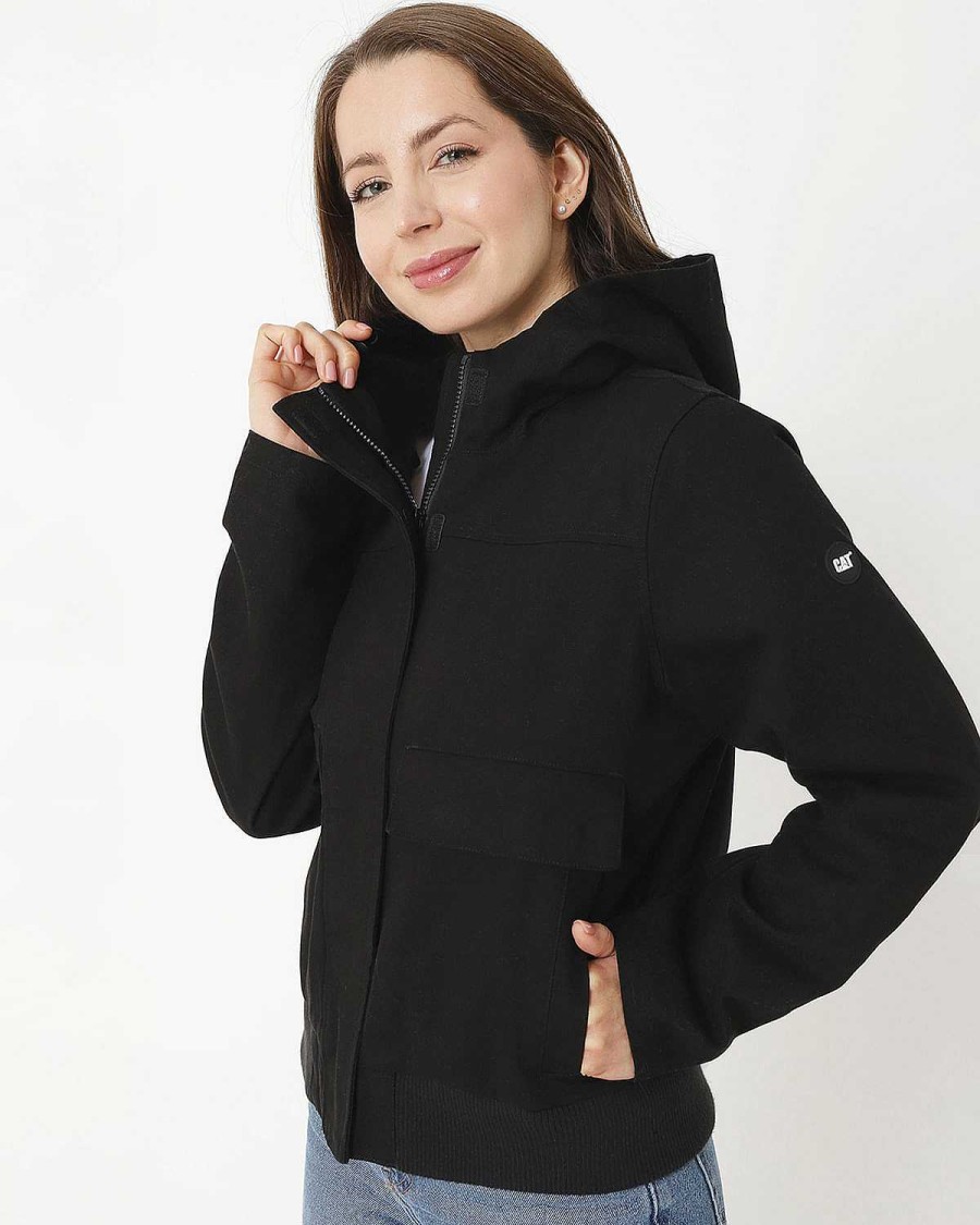 WOMEN Rockford Jackets and Parkas | Women's Casual Jacket Uninsulated Hooded Work Jacket Black Cat Pitch Black