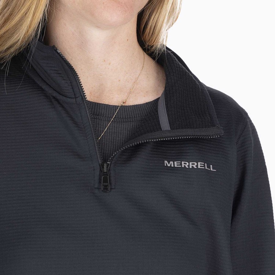 WOMEN Rockford Polerones | Women's Geotex 1/4 Zip Black Merrell Sweatshirt Black