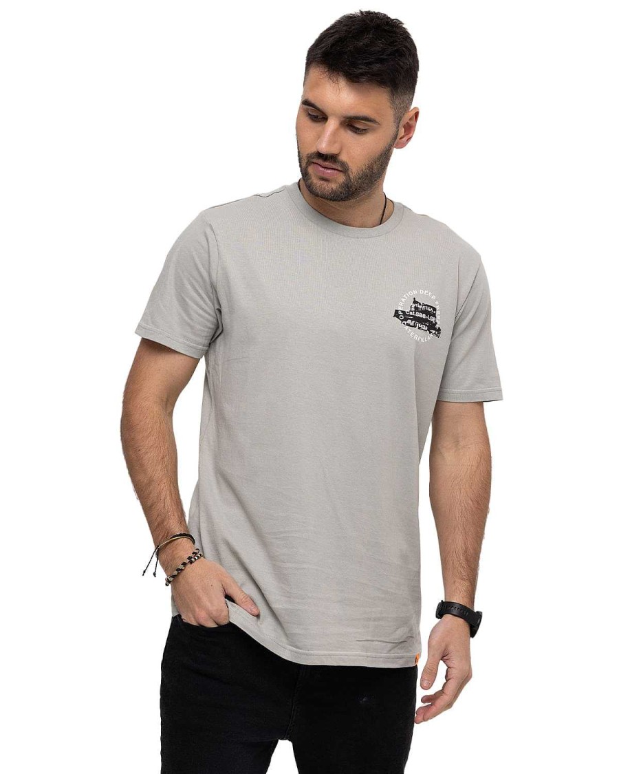 MEN Rockford T-shirts | Men's Casual Short Sleeve T-shirt Operation Freeze Graphic Tee 3 Gray Cat Puritan Gray