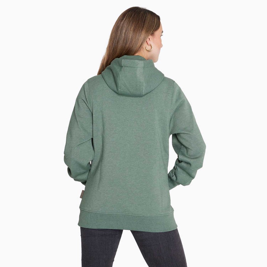 WOMEN Rockford Polerones | Women's Poleron Zipper Sweater Moss Green Merrell Dark Forest Melange