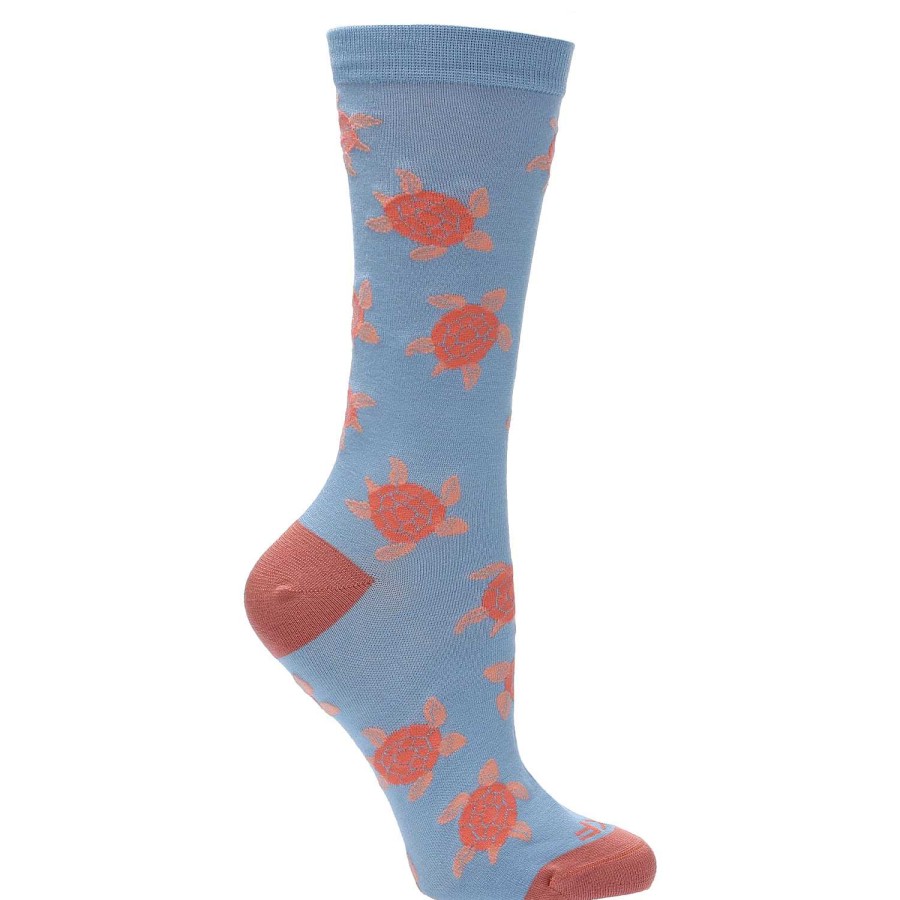 WOMEN Rockford Socks | Women's Bamboo Sock Turtle Blue Rockford Denim