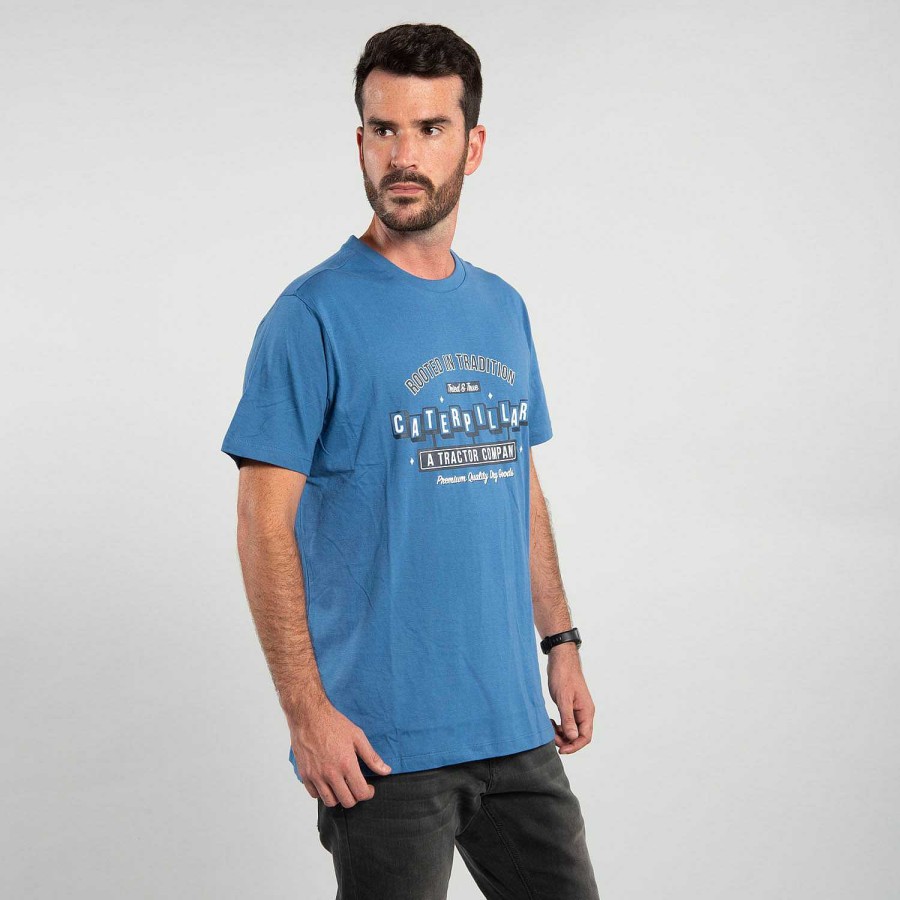 MEN Rockford T-shirts | Men's Short Sleeve T-Shirt Foundation Caterpillar Ghost Tee Bright Cobalt