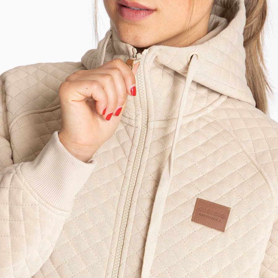 WOMEN Rockford Polerones | Women's Quilt Zipper Sweater brown rice