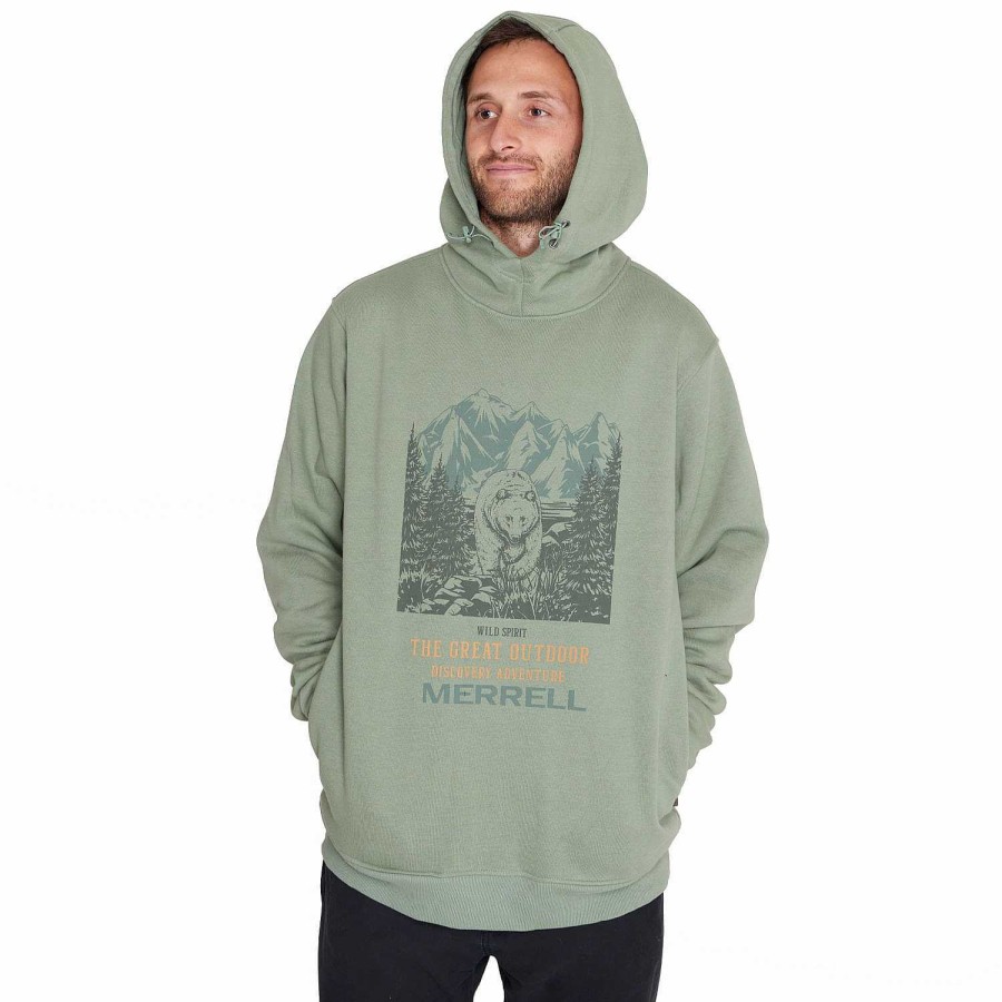 MEN Rockford Polerones | Poleron Hombre Sweatshirt With Hoodie Moss Green Merrell New Green