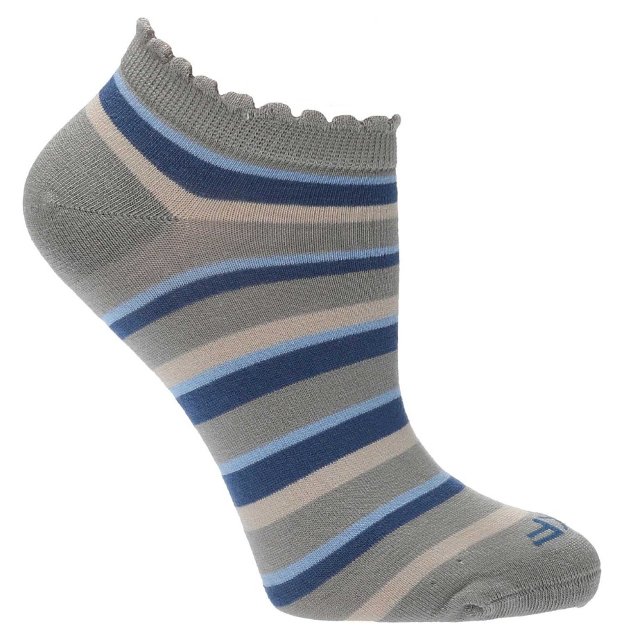 WOMEN Rockford Socks | Women's Bamboo Sock Ped St Stripe Blue Rockford Denim