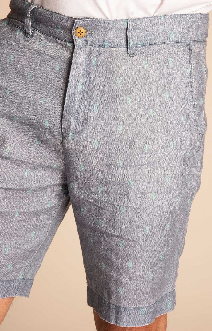 MEN Rockford Shorts | Men's Print Organic Linen Shorts seahorse