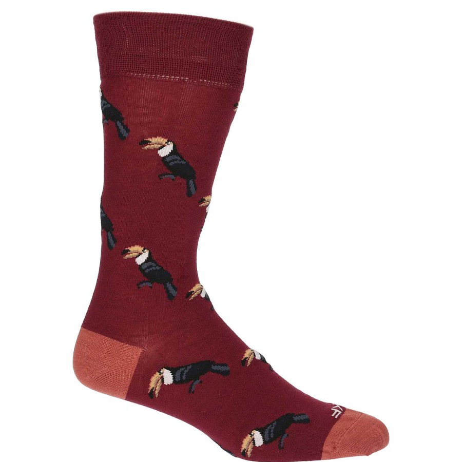 MEN Rockford Socks | Men's Bamboo Socks Toucan Burgundy