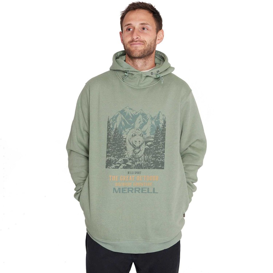 MEN Rockford Polerones | Poleron Hombre Sweatshirt With Hoodie Moss Green Merrell New Green