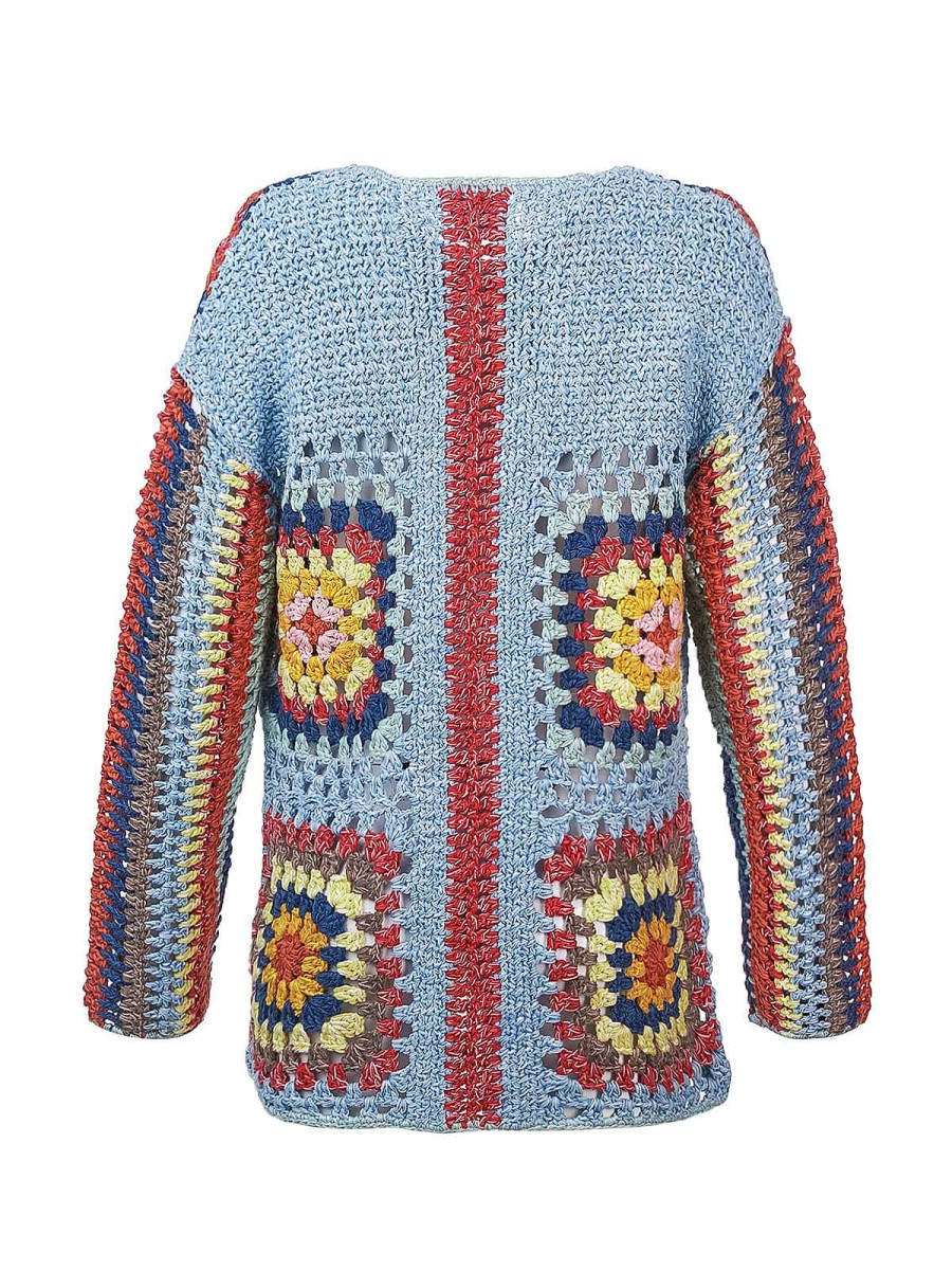 WOMEN Rockford Vests and Sweaters | Women's Organic Cotton Sweater Positano Light Blue Rockford Multicolored