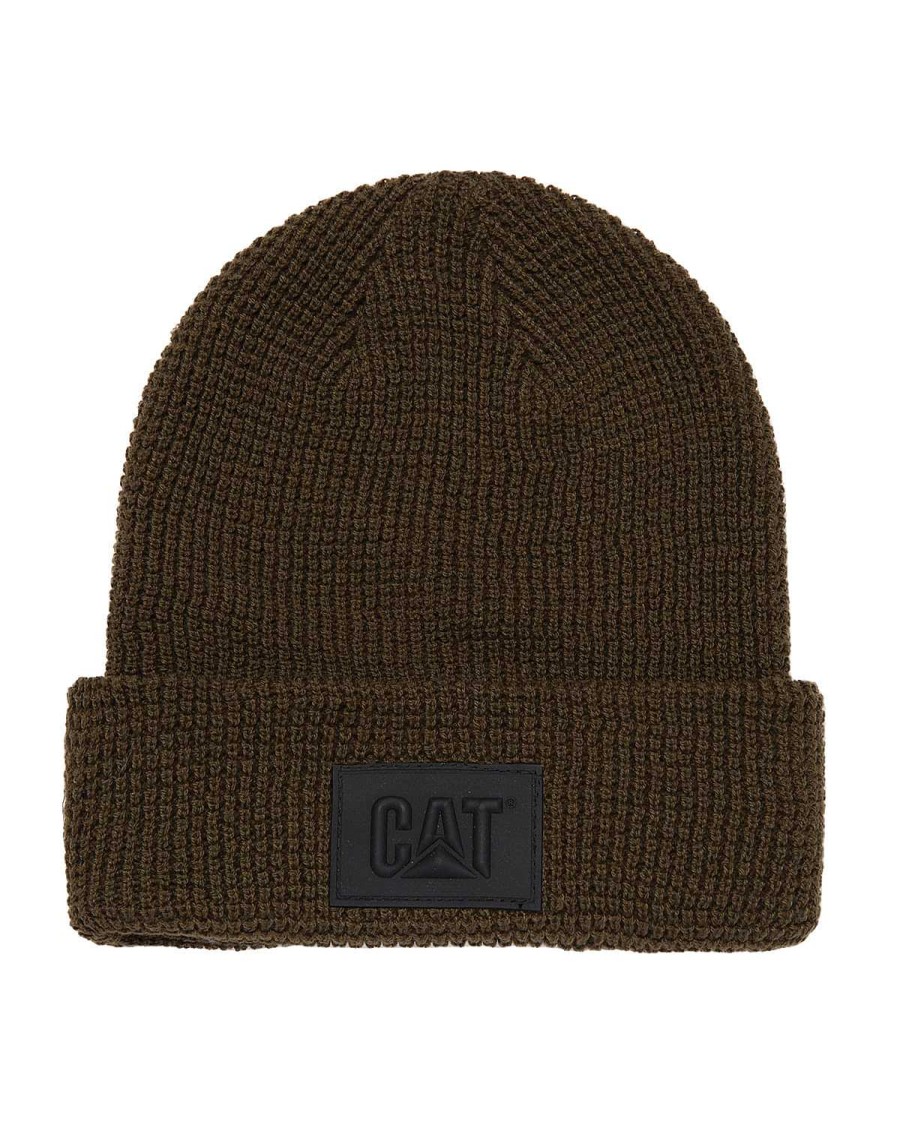 MEN Rockford Caps and JocClearance s | Casual Unisex Grid Knit Recycled Beanie Green Cat Army Moss