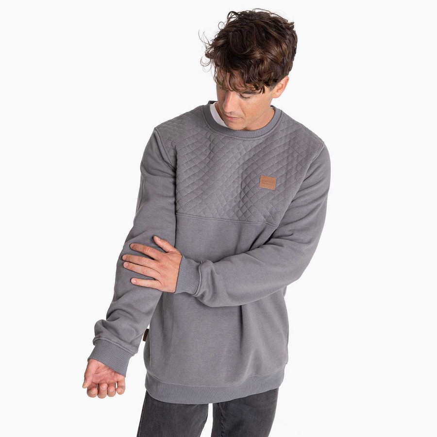 MEN Rockford Polerones | Quilt Crew Men's Sweater Charcoal Gray