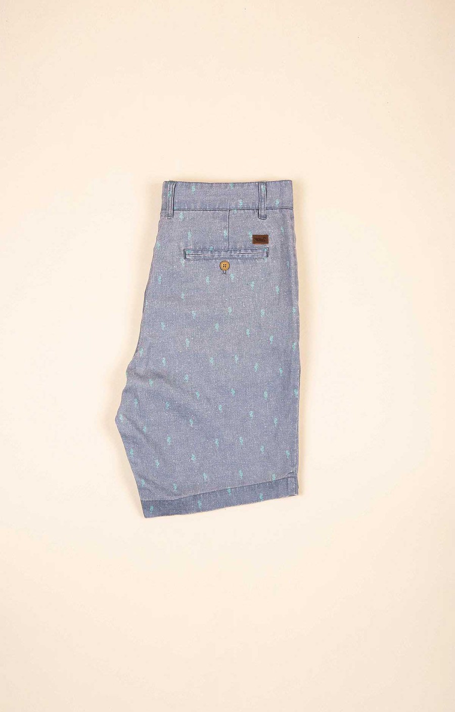 MEN Rockford Shorts | Men's Print Organic Linen Shorts seahorse