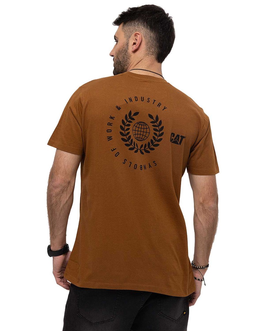 MEN Rockford T-shirts | Men's Casual Short Sleeve T-Shirt Workwear Heritage Graphic Tee 1 Coffee Cat Bronze