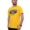 MEN Rockford T-shirts | Men's Casual Short Sleeve T-Shirt Retro Sport Graphic Tee 3 Yellow Cat Yellow