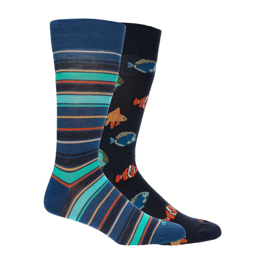 MEN Rockford Socks | Men's Bamboo Socks Pack Fish Blue Rockford Blue