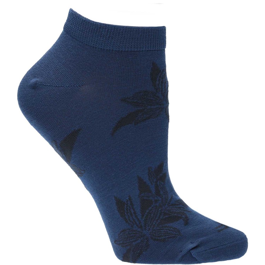 WOMEN Rockford Socks | Women's Bamboo Sock Ped Leaves Blue Rockford Denim