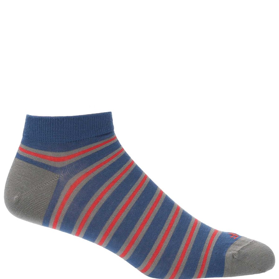 MEN Rockford Socks | Men's Bamboo Sock Ped Stripes Blue Rockford Blue