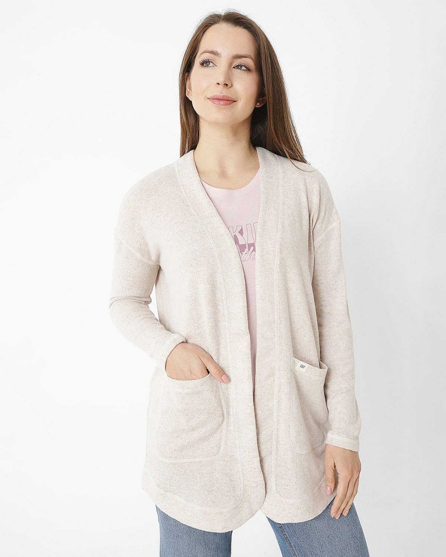 WOMEN Rockford Vests and Sweaters | Women's Casual Sweater Weekender Hacci Open Cardigan White Cat Cream Heather