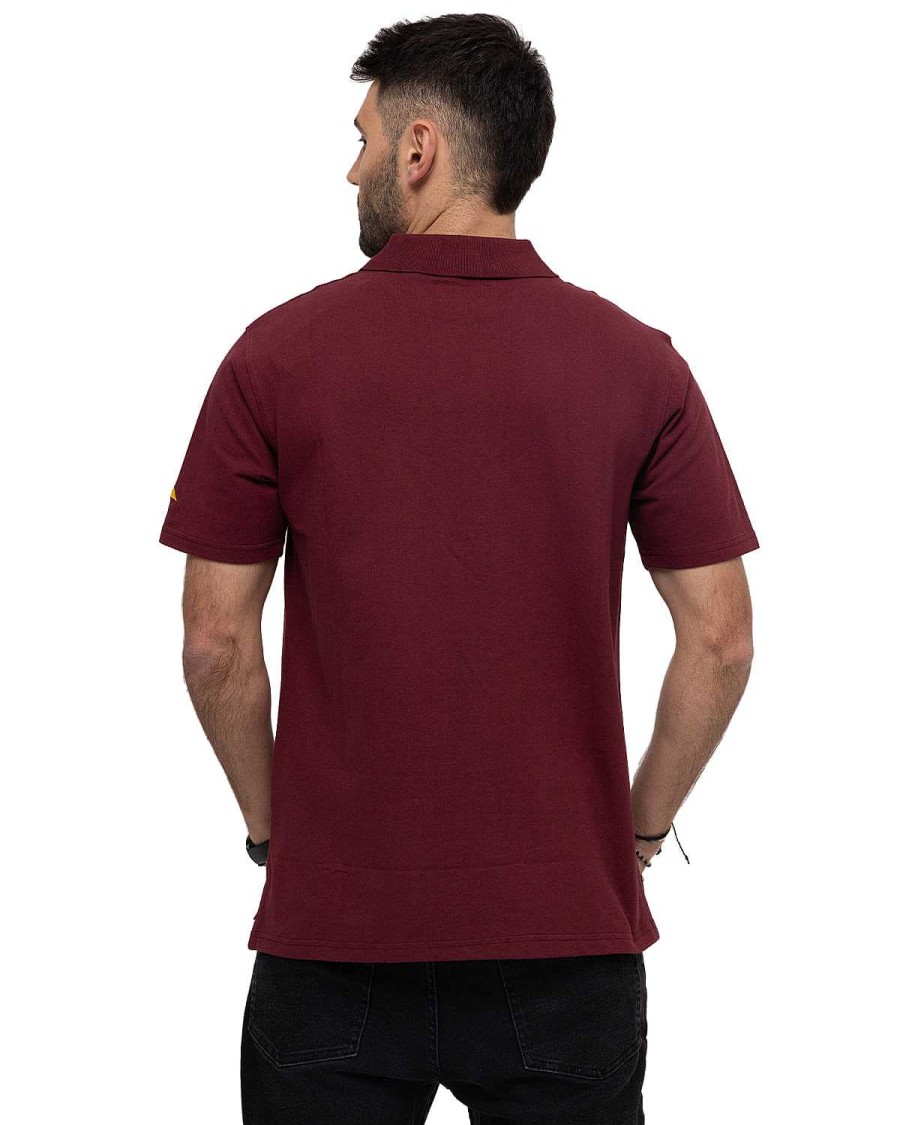 MEN Rockford T-shirts | Men's Casual Polo Shirt Cat Logo Pique Polo Red Cat (559) Carmenere